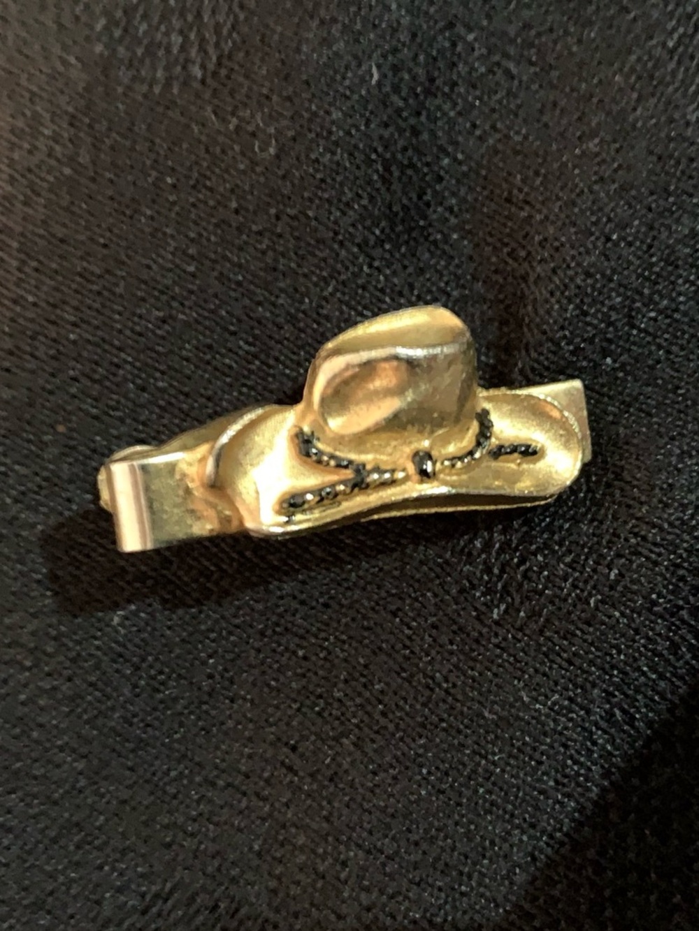 Gold Tone Cowboy Hat Tie Clip